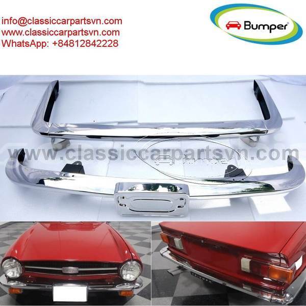 Big with watermark triumph tr6 1974 1976 bumpers. with number license plate shield 